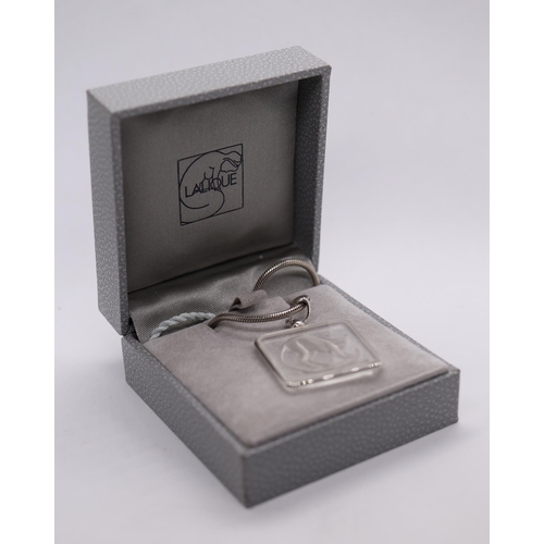 87 - Silver and Lalique cat necklace on silver chain with original packaging