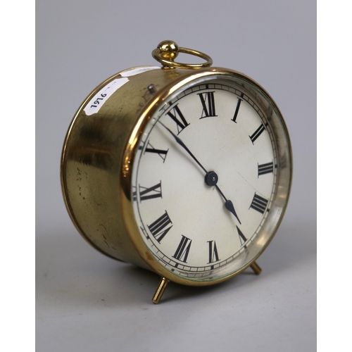 122 - Small brass drum clock
