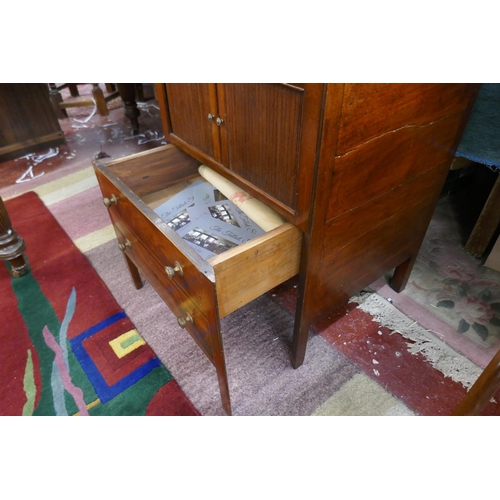 273 - Small walnut gallery topped cupboard - Approx size: W: 53cm D: 45cm H: 76cm
