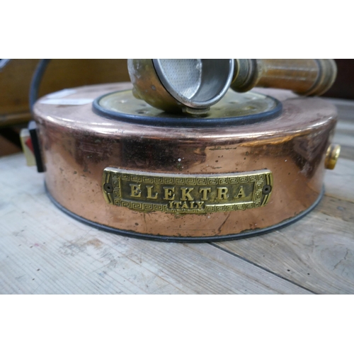 309 - Elektra Italy copper and brass espresso maker