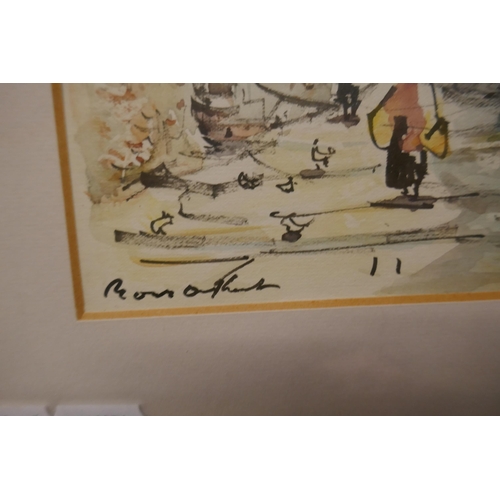 327 - Pair of European watercolours indistinct signature together with 2 African watercolours