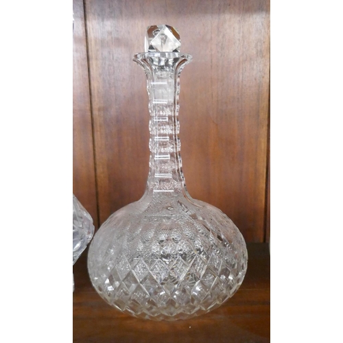 339 - Collection of cut glass decanters