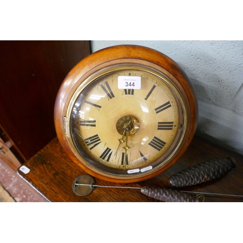 344 - Victorian postman's clock in good working condition