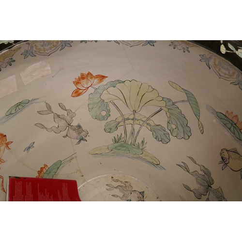 348 - Very large Oriental fish bowl as featured on Antiques Road Show May 30th 2002 - Approx height: 69cm,... 