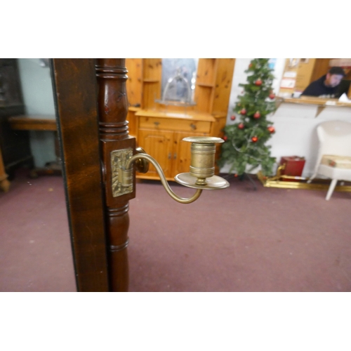 352 - Victorian mahogany cheval mirror with candle sconces