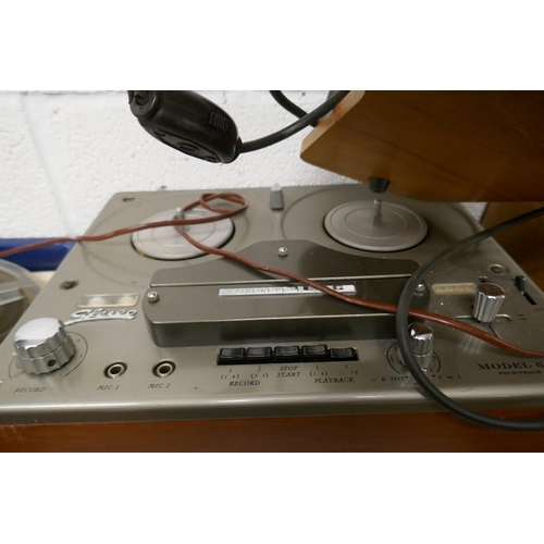 355 - Audio equipment to include reel to reel, speakers, film to include BBC Beatles, Carl Zeiss view find... 