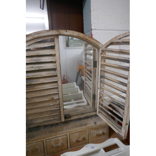 359 - 2 small plate racks and a window mirror