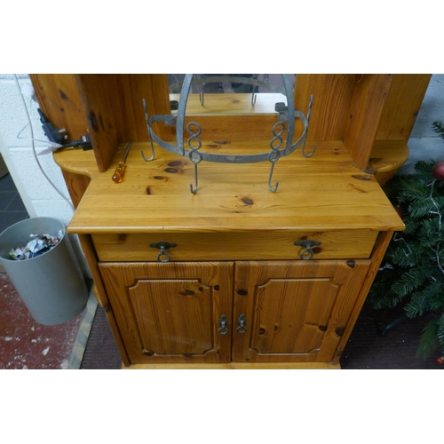 385 - Pine hall stand - Approx size: W: 123cm D: 44cm H: 207cm