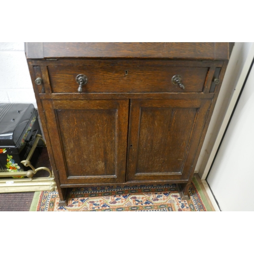 392 - Oak bureau book case - Approx size: W: 79cm D: 37cm H: 167cm