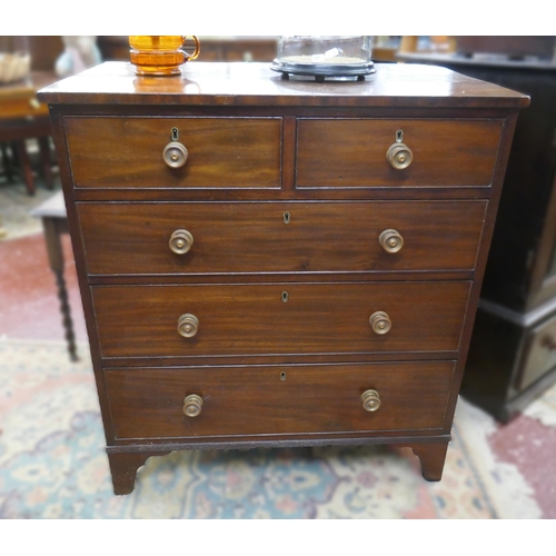 407 - Antique mahogany chest of 2 over 3 drawers on bracket feet - Approx size: W: 84cm D: 53cm H: 93cm