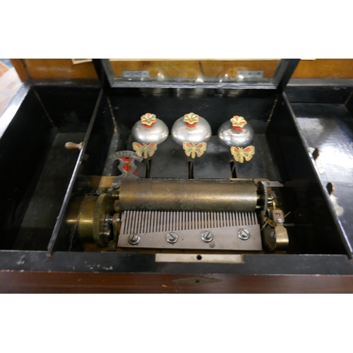 410 - Swiss rosewood 8 air music box in GWO - Approx size: W: 48cm D: 28cm H: 22cm