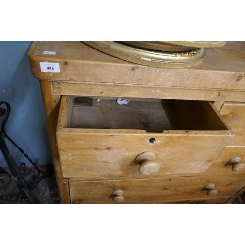 446 - Antique pine chest of drawers - Approx size: W: 100cm D: 46cm H: 106cm