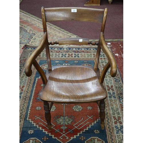 501 - Georgian elm carver kitchen chair