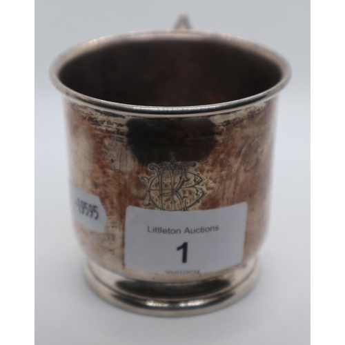 1 - Hallmarked silver Christening cup - Approx weight 120g