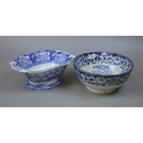 125 - Blue & white Davenport bowl together with another A/F
