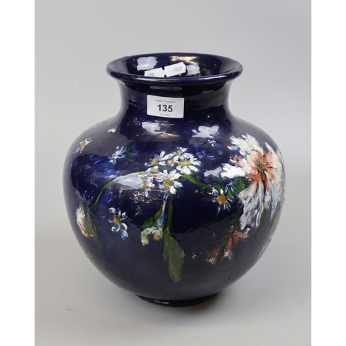 135 - Blue fine Limoges vase - Approx height 27cm