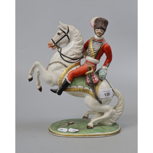 138 - Capodimonte Cassock on horse figurine - Approx height 28cm