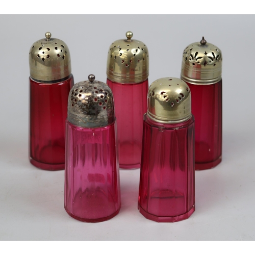 142 - 5 rose glass powder shakers