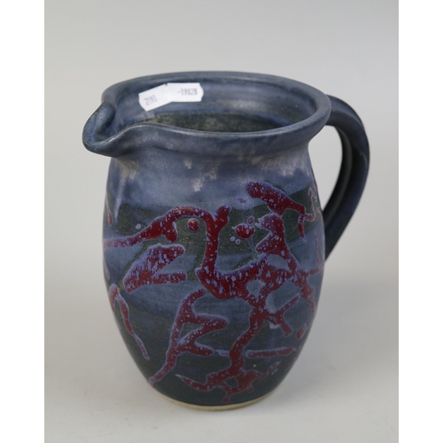 145 - Unusually glazed studio pottery jug - unknown potter - Approx height - 19cm