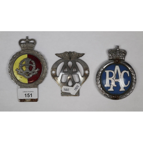 151 - 3 vintage motoring badges