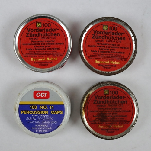 164 - 4 tins of percussion caps