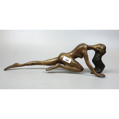 184 - Brass/bronze figure of nude - Approx Height 14cm Length 50cm
