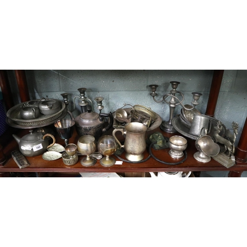 195 - Collection of metal ware to include pewter