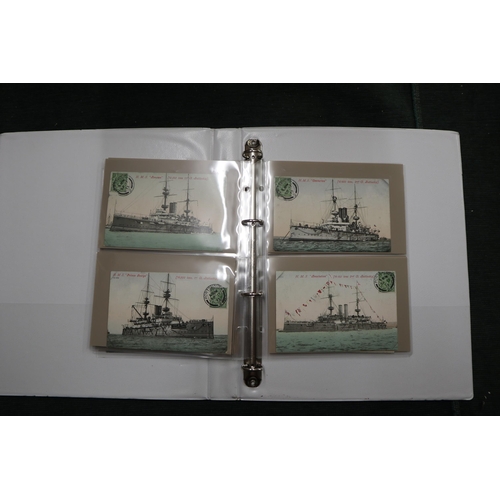207 - Postcards - 28 battle ships stamped on picture side Portsmouth date stamps