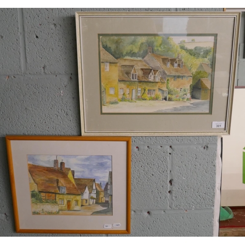 301 - 2 framed watercolours of local area