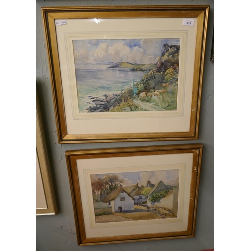 314 - Pair of framed watercolours by Evelyn Pease