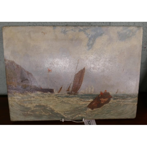 326 - Oil on board of sailing scene by E G Lowe 1903