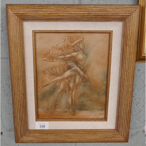336 - Oil on canvas - Ballet dancers - indistinct signature - Approx image size 19cm x 24cm