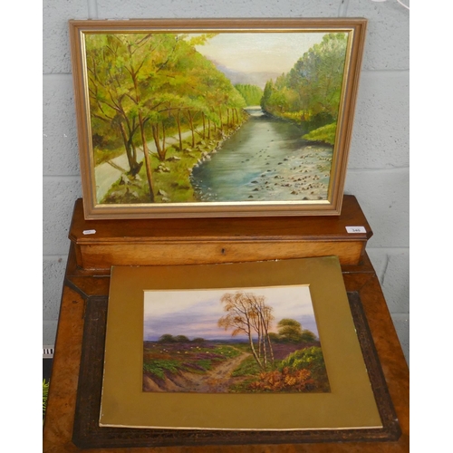 339 - 2 rural scenes - 1 oil & 1 watercolour