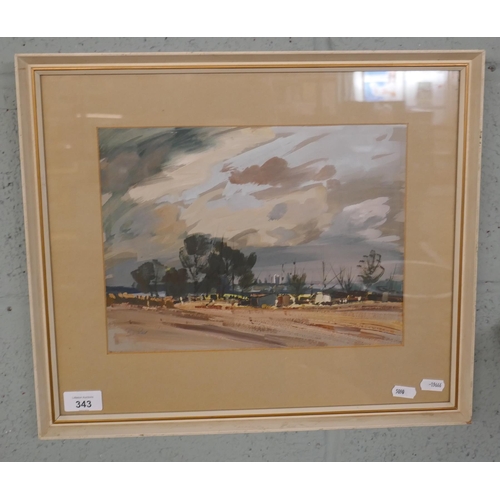 343 - Watercolour of a landscape by Donald Bosher - Approx image size 30cm x 22cm