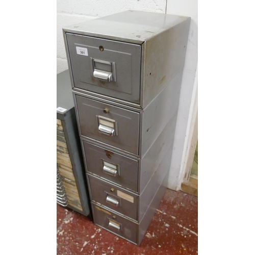 361 - 5 vintage metal filing cabinet drawers
