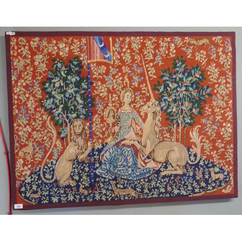 394 - Large tapestry based on the Lady and Unicorn tapestry