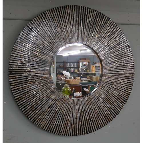 407 - Large mosaic effect circular mirror - Approx diameter 91cm