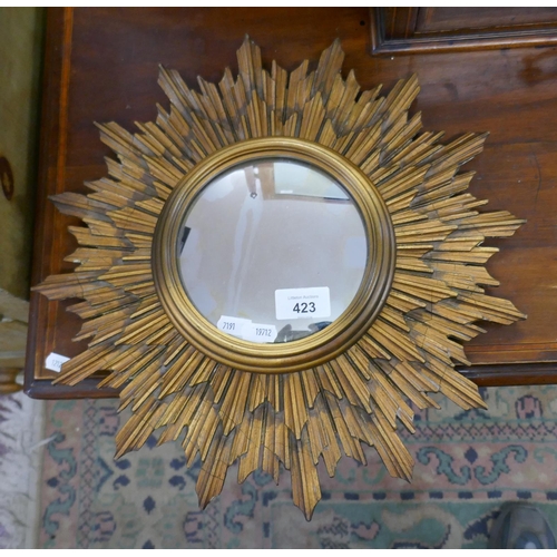 423 - 1930's sunburst convex mirror - Approx diameter 39cm