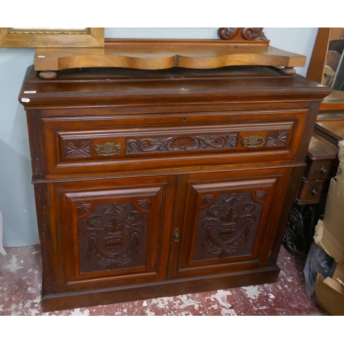 459 - Large mahogany cabinet with secretaire drawer