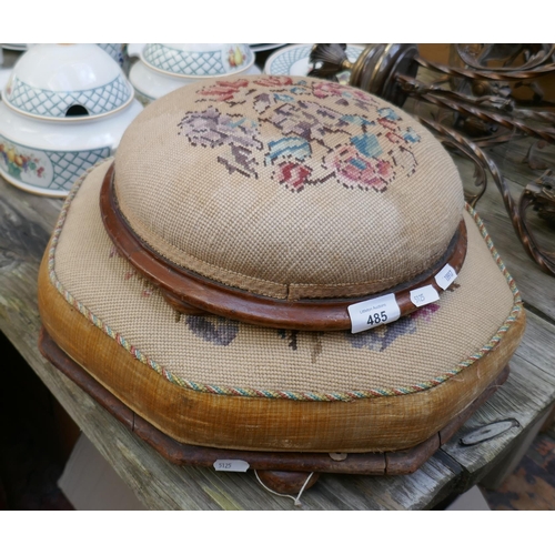 485 - 2 antique tapestry work footstools