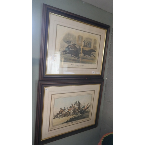 495 - 2 framed prints - 'Hounds throwing off' and 'The Parsons Colt'
