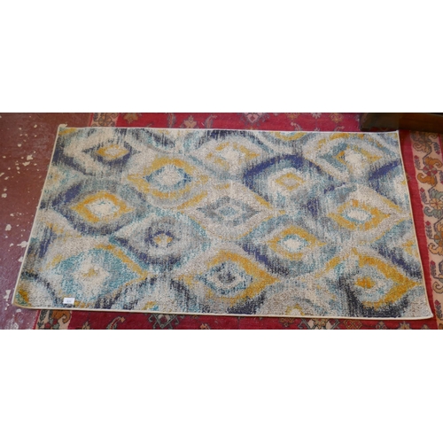 531 - Blue and yellow rug - Approx size 59cm x 120cm