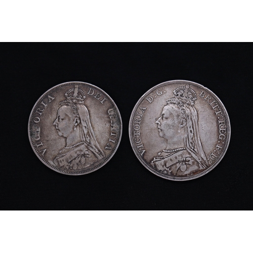 81 - Silver Victorian Crown together with a silver Victorian Florin