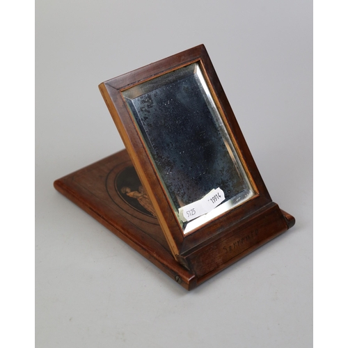 98 - Inlaid antique olivewood folding travel mirror from Sorrento, Italy