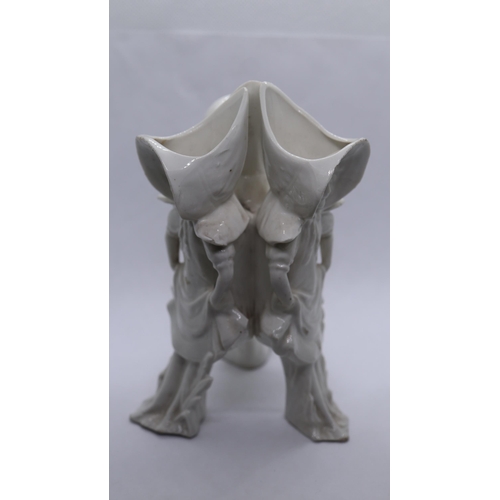 120 - 3 figure white ceramic vase - Approx height 15cm