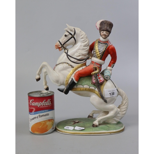 138 - Capodimonte Cassock on horse figurine - Approx height 28cm