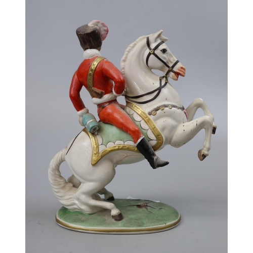 138 - Capodimonte Cassock on horse figurine - Approx height 28cm