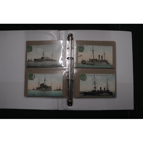 207 - Postcards - 28 battle ships stamped on picture side Portsmouth date stamps