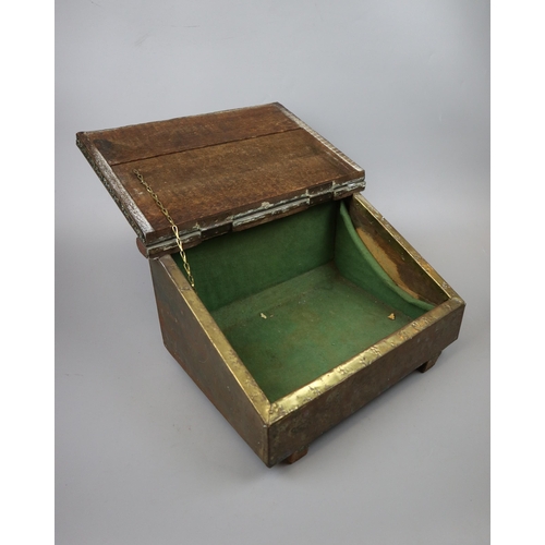254 - Fireside slipper box together with a brass bell