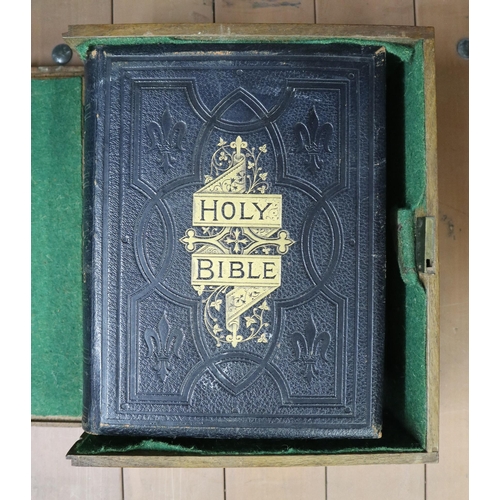 270 - Bible in wooden box dated 1877